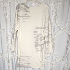 PJ Harlow Womens Rock Cotton Dress One Size Tie Dye Gray Off White Long Sleeve